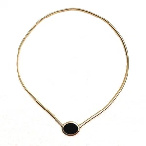 Modischer Damengürtel goldfarbene Spule mit Onyxschnalle Stretch 24" #J324 - Bild 1 von 6