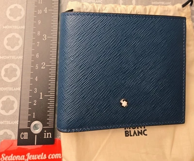 Precio de venta sugerido por el fabricante $385 - Cartera Montblanc 198874 Chipre azul 8cc Foto 1 de 4