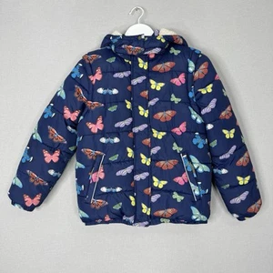 Mini Boden Girls Jacket 11-12 Blue Butterfly Padded Convertible Vest Fleece Line - Picture 1 of 14