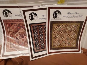 Red Crinoline Quilts Civil War Antique Inspired Patterns Set of 3 Lot #2 - Picture 1 of 7