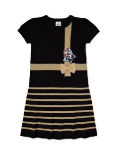 LOL Surprise! Girls Sweater Dress Size XL 14/16 Black Gold Bow Soft Stretch New - Picture 1 of 7