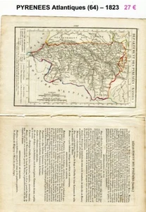Dépt 64 - XIX ème Siècle Belle Petite Carte avec 2 Pages de Renseignements  1823 - Foto 1 di 1