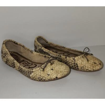 Sam Edelman Felicia Ballet Pisos Estampado Piel de Serpiente Mujer’s 6.5 Cuero Beige Foto 1 de 4