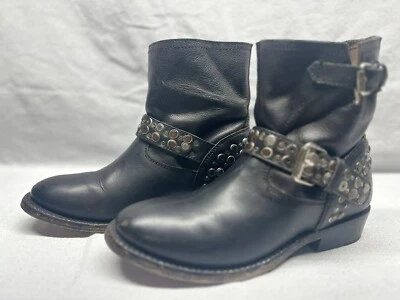 Botines ASH para mujer talla 40/9 M cuero negro hebilla con tachuelas motociclista Foto 1 de 4