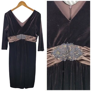 Vintage Coldwater Creek Velvet Dress size 14 Evening Alt Sexy Event Satin Brown - Picture 1 of 10