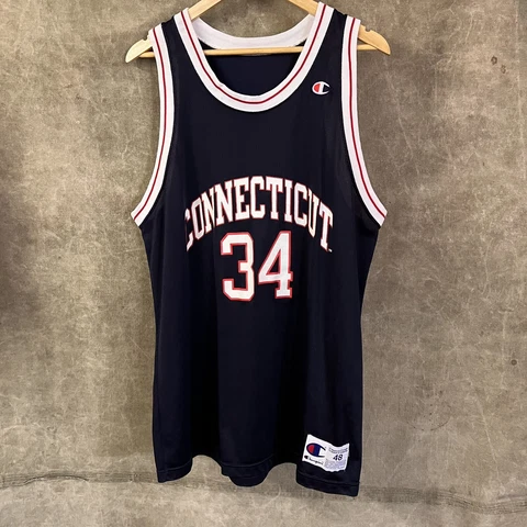 VTG 90s Champion UCONN Connecticut Huskies Ray Allen Basketball Jersey USA 48 Cover