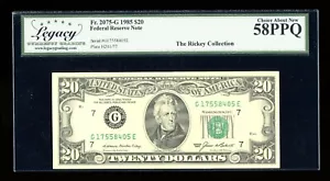 DBR 1985 $20 FRN Chicago Fr. 2075-G Legacy 58 PPQ Serial G17558405E - Picture 1 of 2