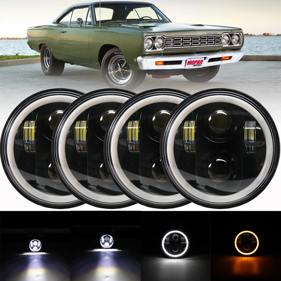 4PCS DOT 5.75 5-3/4 LED Headlights Hi-Lo Projector For Cadillac Calais 1965-1974 - Image 1 of 4