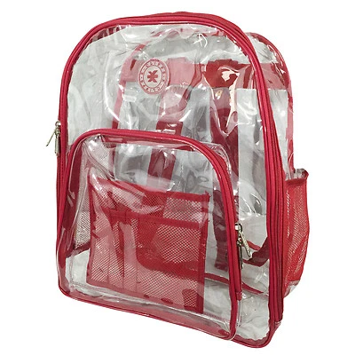 Mochila escolar resistente 17" transparente 100% PVC bolsa de livros, mochila de dia - Imagem 1 de 4