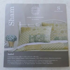 JCP Home Expressions Isabel Standard Pillow Sham 20" x 26" Yellow/White/Blue
