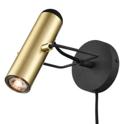 Light Society Zea Plug-In Brushed Brass Wall Sconce - Image 1 of 4