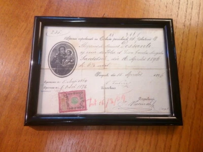 Antique Marriage Certificate in Latin 1896 Trieste in the Austrian Government - Image 1 of 3