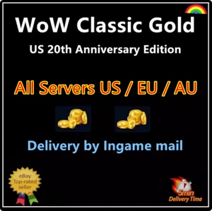WoW Classic 20th Anniversary Edition✨30-200 Gold✨All US/EU Server Alliance Horde - Picture 1 of 1