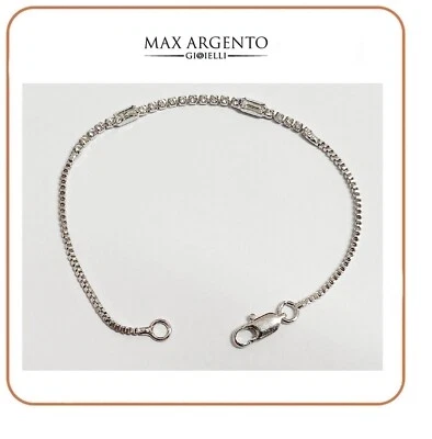 Bracciale Modello Tennis Materiale Catena Ottone Brillantini Cristallo - Rodiato - Immagine 1 di 3