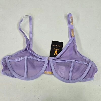 Playboy x Yandy Women Bra Large XL Purple Sheer Unlined Underwire Logo NWT - Image 1 of 4