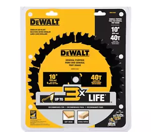 DEWALT große Sägeblätter 10 Zoll 40 Zähne grobe Oberfläche hartmetallbestückter Stahl - Bild 1 von 3