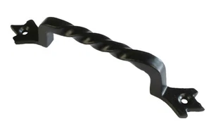 Manija de extracción de hierro fundido trenzado en acabado negro epoxi mate con tornillos - Imagen 1 de 3