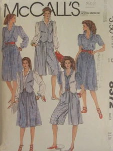 Lovely VTG 83 McCALLS 8372 Misses Vest Blouse Skirt & Culottes PATTERN 8/31.5B - Picture 1 of 3