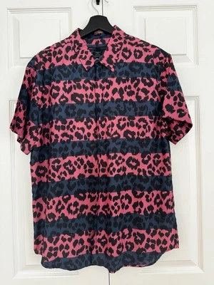Camisa Marc By Marc Jacobs Rosa y Azul Marino Estampado Leopardo Algodón Manga Corta XL Foto 1 de 4