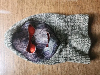 Vtg Fleece Face Mask Blaze Orange Camo Reversible Knit Winter Balaclava Hunting - Image 1 of 4
