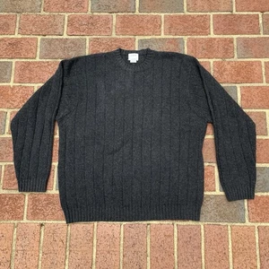 VINTAGE J Crew Sweater Cable Knit Adult XL Gray 100% Lambswool Hong Kong 90’s - Picture 1 of 5