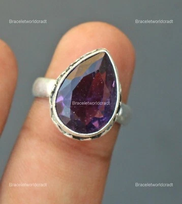 Amethyst Gemstone New Band Statement Elegant Ring Jewelry Size 8 Sterling Silver - Image 1 of 4