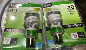 TCP 40w Compact Fluorescent Bulbs - Soft White - 550 Lumens - 2Pack - Picture 1 of 2