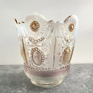 Northwood Jewel Flower Opalescent Pink Gold Spooner Dish - Picture 1 of 9