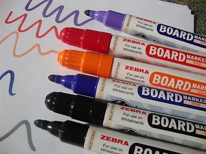Zebra Large Whiteboard Dry Wipe Marker Pens Bullet Tip - Imagen 1 de 1