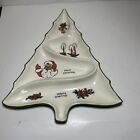 Vintage  Christmas Tree Dish Santa MCM Divided Tray Ceramic