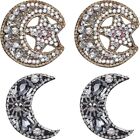 4Pcs Black Moon Star Rhinestone Iron on Patch Clothing Badge  for Clothes Bag