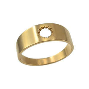 14K Polished Yellow Gold Bullet Hole Cut Out Ring Band - Picture 1 of 3