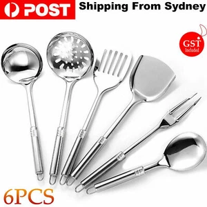 6pcs Stainless Steel Kitchen Utensil Cooking Tool Set Serving Spoon Cookware AU - Picture 1 of 12