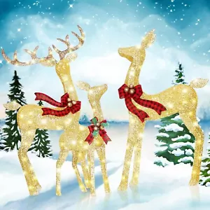 56" Christmas Deer Family Set Outdoor Decoration with LED Lights Holiday Yard - Picture 1 of 2
