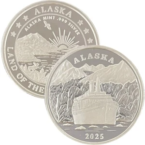 Alaska Mint 2025 Crucero Medallón Plata Medallón Prueba 1 OZ - Imagen 1 de 1