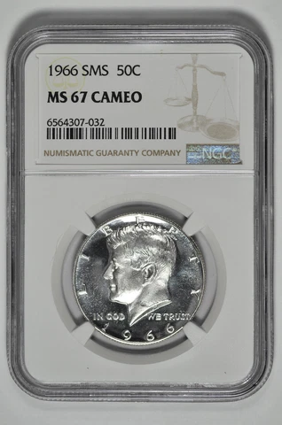 1966 SMS 50C Kennedy Half Dollar NGC MS 67 Cameo Cover