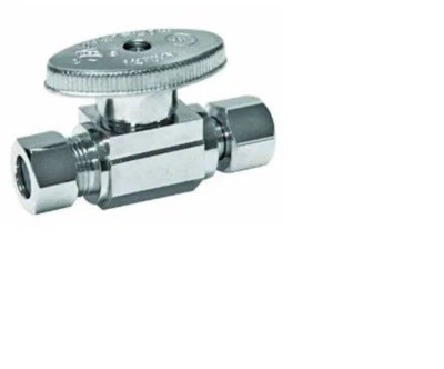 1 2,  1/2" Nom Compression 5/8" OD x 3/8" OD Compression Straight Stop Valve NL - Image 1 of 3