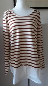 Style &Co Women's Boat Neck Button shoulder Layered Striped Top Red White XL - Picture 1 of 3