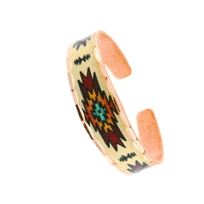 Anéis de cobre feitos à mão cor turquesa, marrom, laranja tigar Sunburst - Imagem 1 de 4