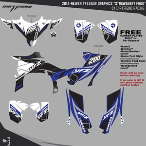 KIT GRÁFICO RANA FRESA BLANCO NEGRO AZUL ENVOLTURA COMPLETA 2014-MÁS NUEVO YAMAHA YFZ450R - Imagen 1 de 5