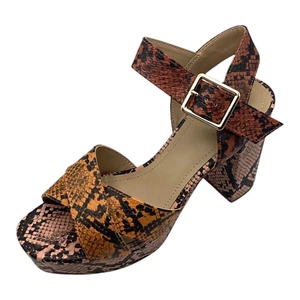 Sandalias H&M Naranja Rosa Imitación Cuero Tacón Alto Estampado Serpiente Tirantes Talla UK 5 Nuevas - Imagen 1 de 8