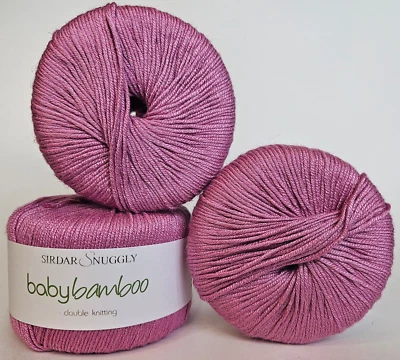 Sirdar Snuggly Baby Bamboo DK yarn in Rosey Pink #141; 50g/104yd ea, lot of 3 - Image 1 of 3