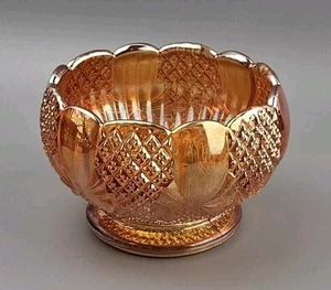 Sowerby Glass Dessert Bowl Pineapple Pattern Carnival Glass Marigold Vintage - Picture 1 of 9
