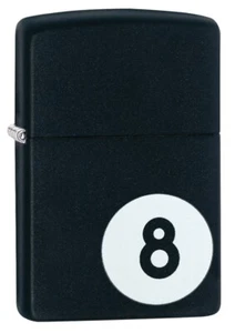 Zippo Billiards 8-Ball Black Matte Windproof Pocket Lighter, 28432 - Picture 1 of 6