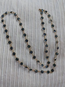 Vintage Mid Blue Glass Bezel Set Open Back Necklace & 8 in Bracelet Avon - Picture 1 of 2