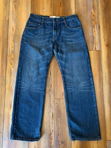 Levis 505 Boys Blue Jeans 18 Reg Straight Jeans 29x29 Denim Dark Faded - Picture 1 of 13