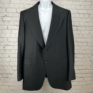 VTG Regency Park Black Blazer 2 Button Western Stitching Pockets Size 44 - Picture 1 of 10
