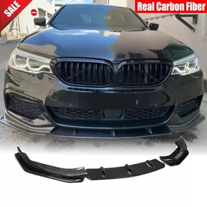Real Carbon Front Bumper Lip Spoiler For BMW 5 Series G30 G38 540i M-SPORT 17-20 - Picture 1 of 13