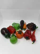 Vintage Lot of 10 Murano Style Handblown Art Glass Fruits & Vegetables Realistic