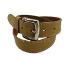 Timberland Light Brown Tan Leather Belt Silver Buckle Neutral Classic
